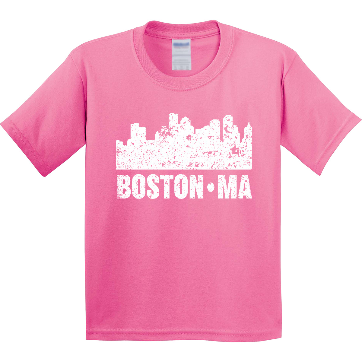 Inktastic Boston Massachusetts City Skyline With Grunge Youth T-Shirt Skylines - Picture 2 of 10