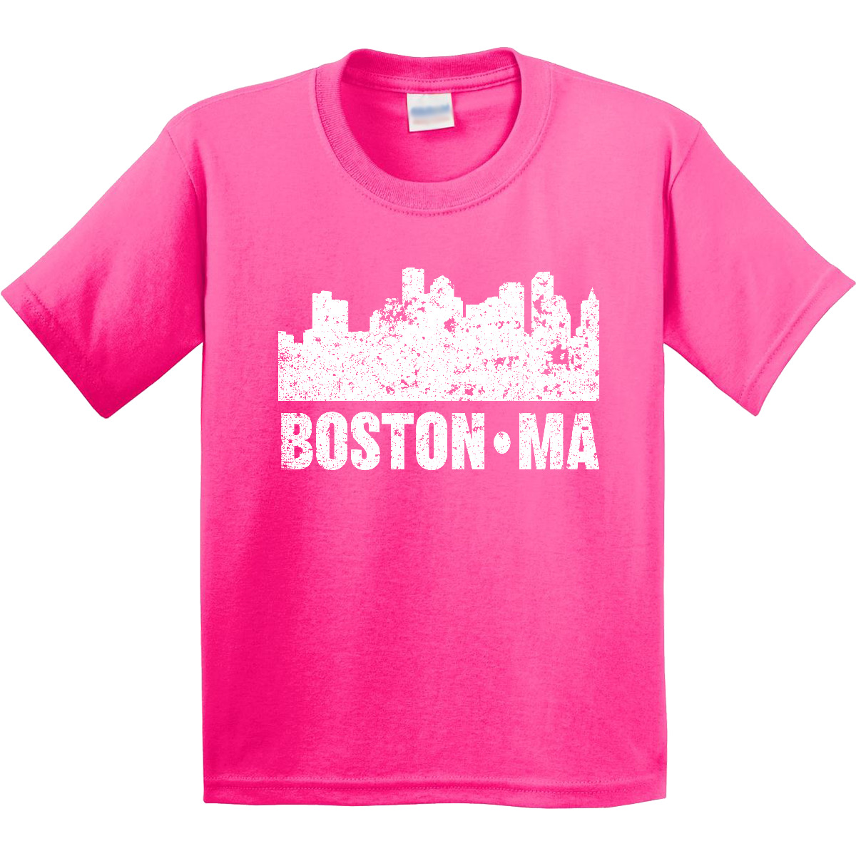 Inktastic Boston Massachusetts City Skyline With Grunge Youth T-Shirt Skylines - Picture 6 of 10