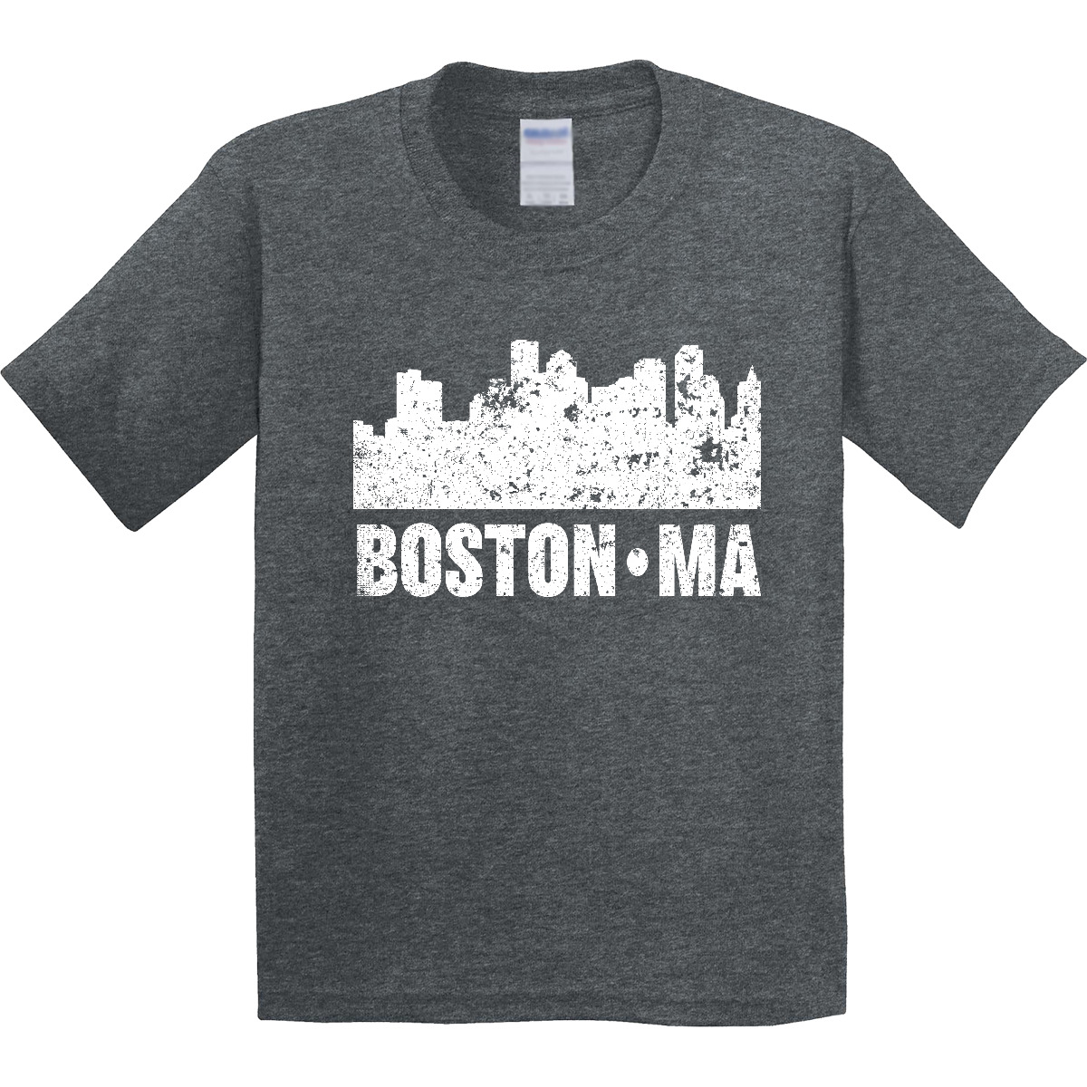 Inktastic Boston Massachusetts City Skyline With Grunge Youth T-Shirt Skylines - Picture 9 of 10