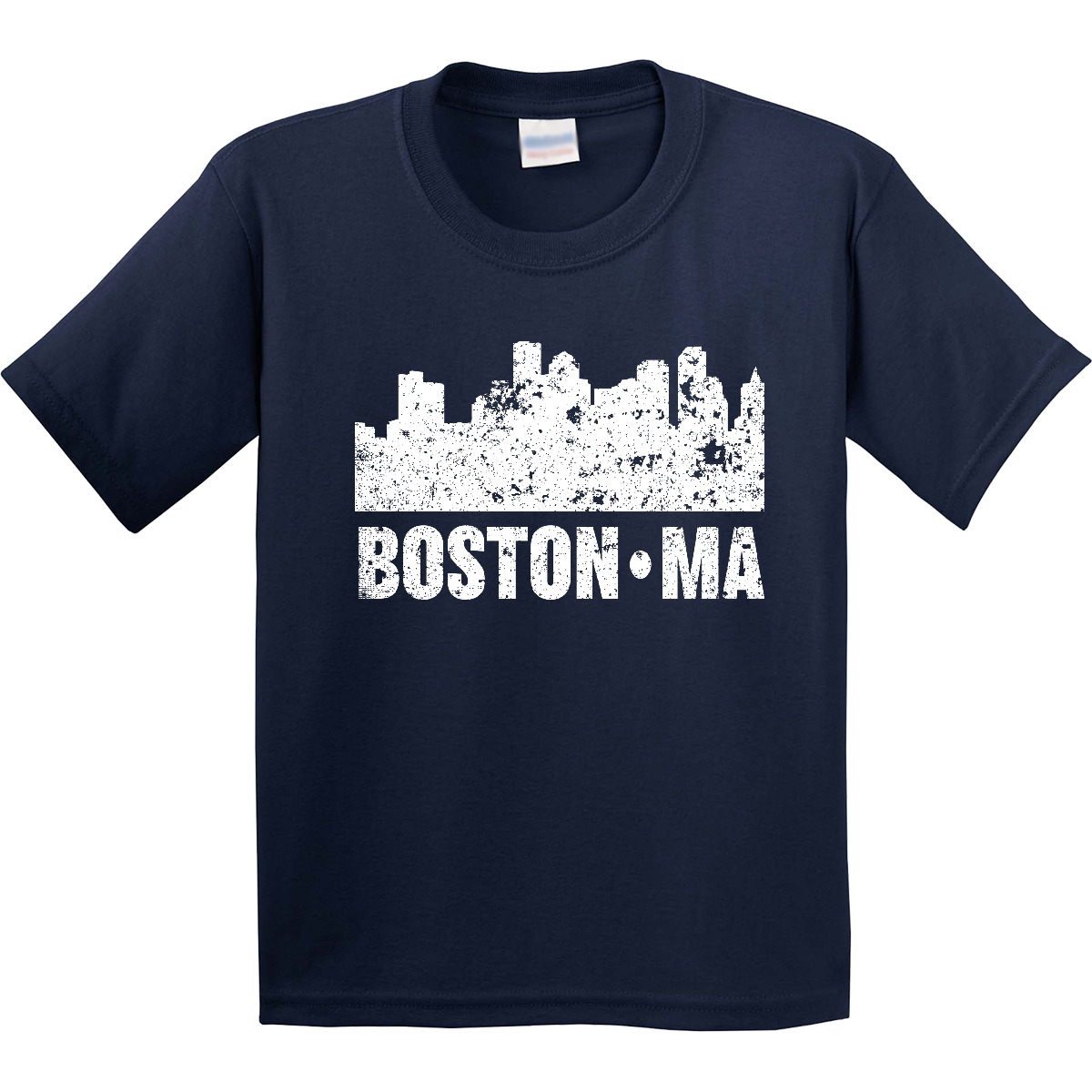 Inktastic Boston Massachusetts City Skyline With Grunge Youth T-Shirt Skylines - Picture 5 of 10
