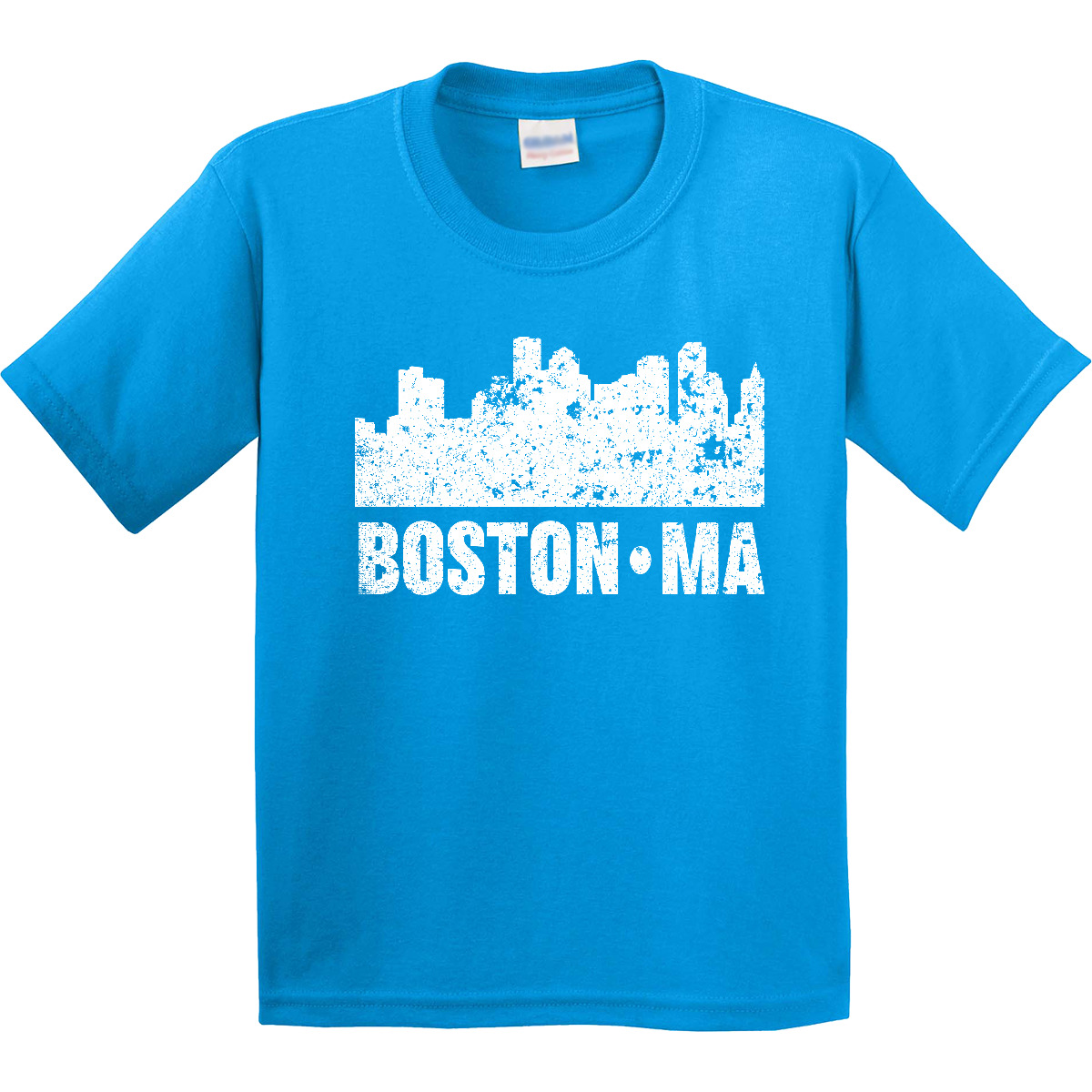 Inktastic Boston Massachusetts City Skyline With Grunge Youth T-Shirt Skylines - Picture 7 of 10