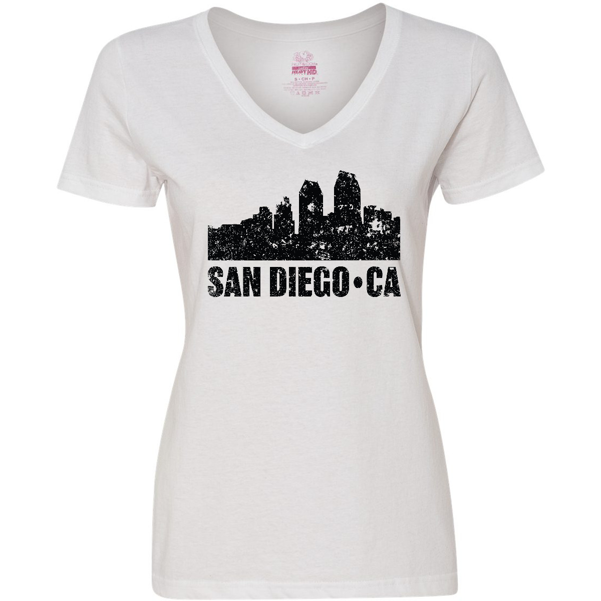 Inktastic San Diego California Skyline With Grunge Women's V-Neck T-Shirt Tees - Bild 7 von 7