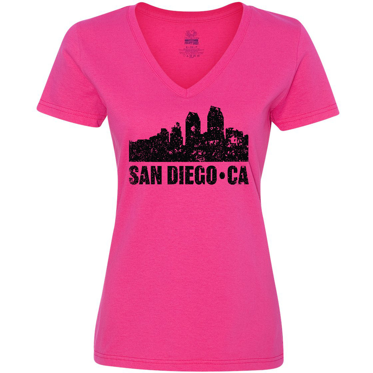Inktastic San Diego California Skyline With Grunge Women's V-Neck T-Shirt Tees - Bild 4 von 7