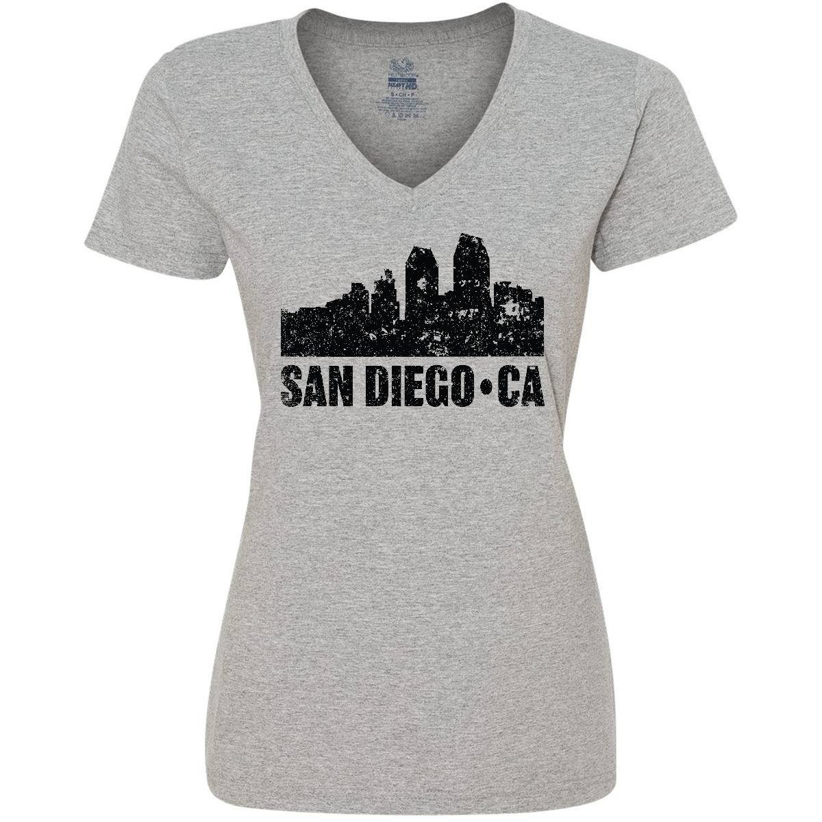 Inktastic San Diego California Skyline With Grunge Women's V-Neck T-Shirt Tees - Bild 3 von 7
