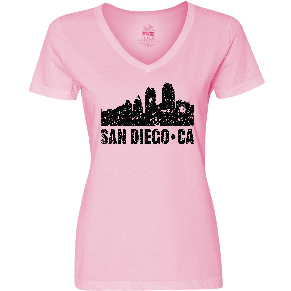 Inktastic San Diego California Skyline With Grunge Women's V-Neck T-Shirt Tees - Bild 6 von 7