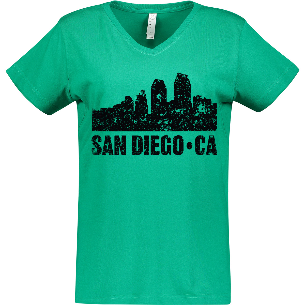 Inktastic San Diego California Skyline With Grunge Women's V-Neck T-Shirt Tees - Bild 5 von 7