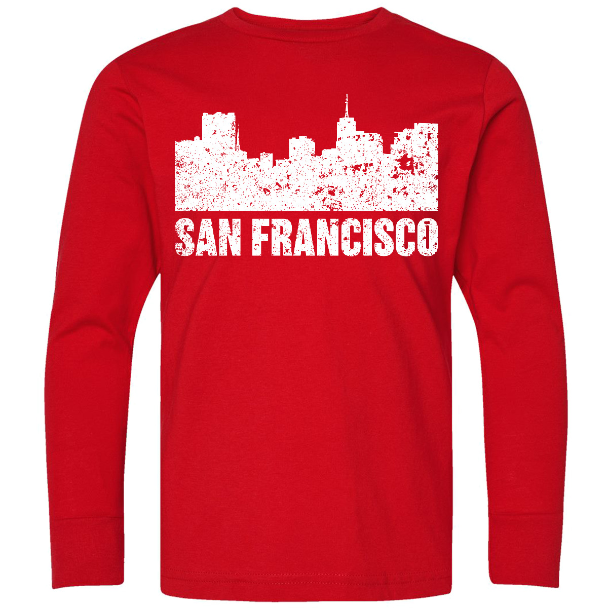 Inktastic San Francisco Skyline With Grunge Youth Long Sleeve T-Shirt Skylines - Picture 4 of 4