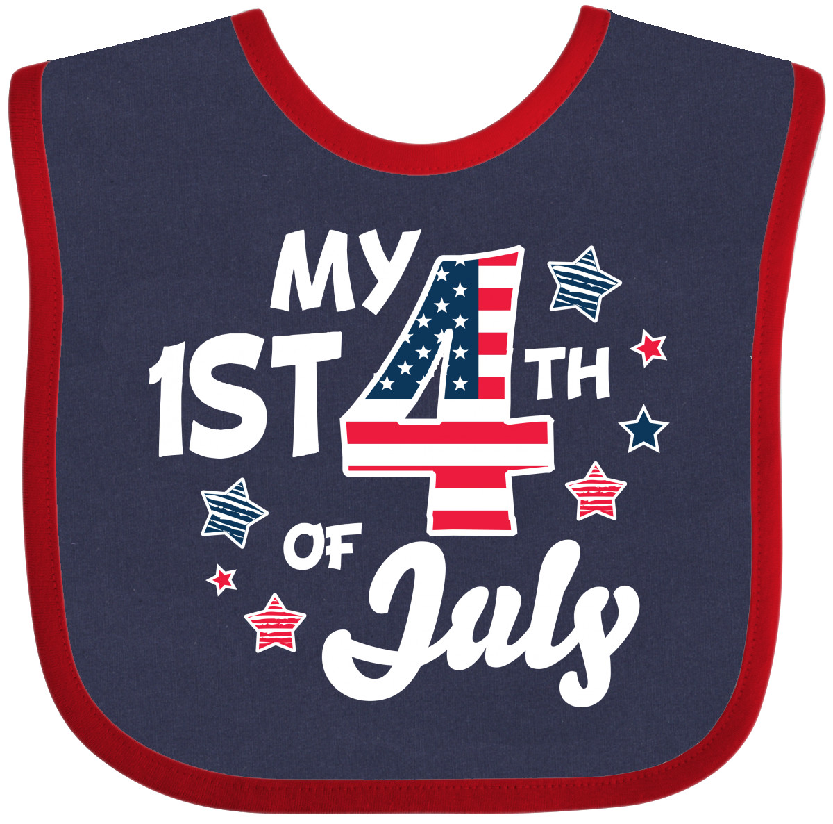 Inktastic My 1st 4th Of July With Striped Stars Baby Bib Fourth Kids First Flag - Picture 7 of 10