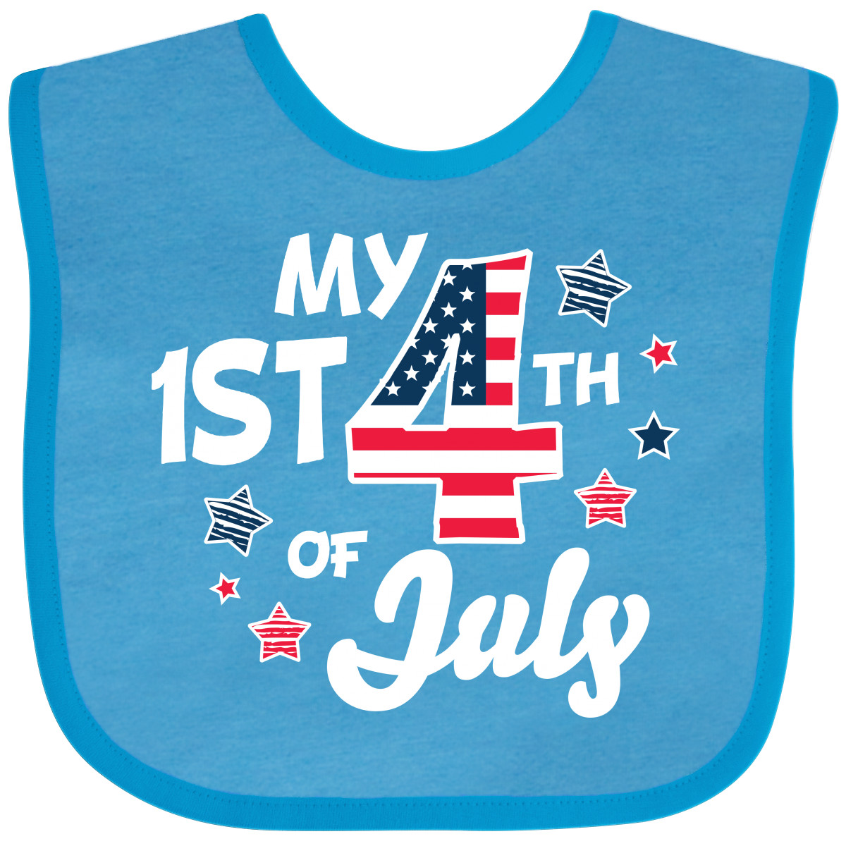 Inktastic My 1st 4th Of July With Striped Stars Baby Bib Fourth Kids First Flag - Picture 10 of 10