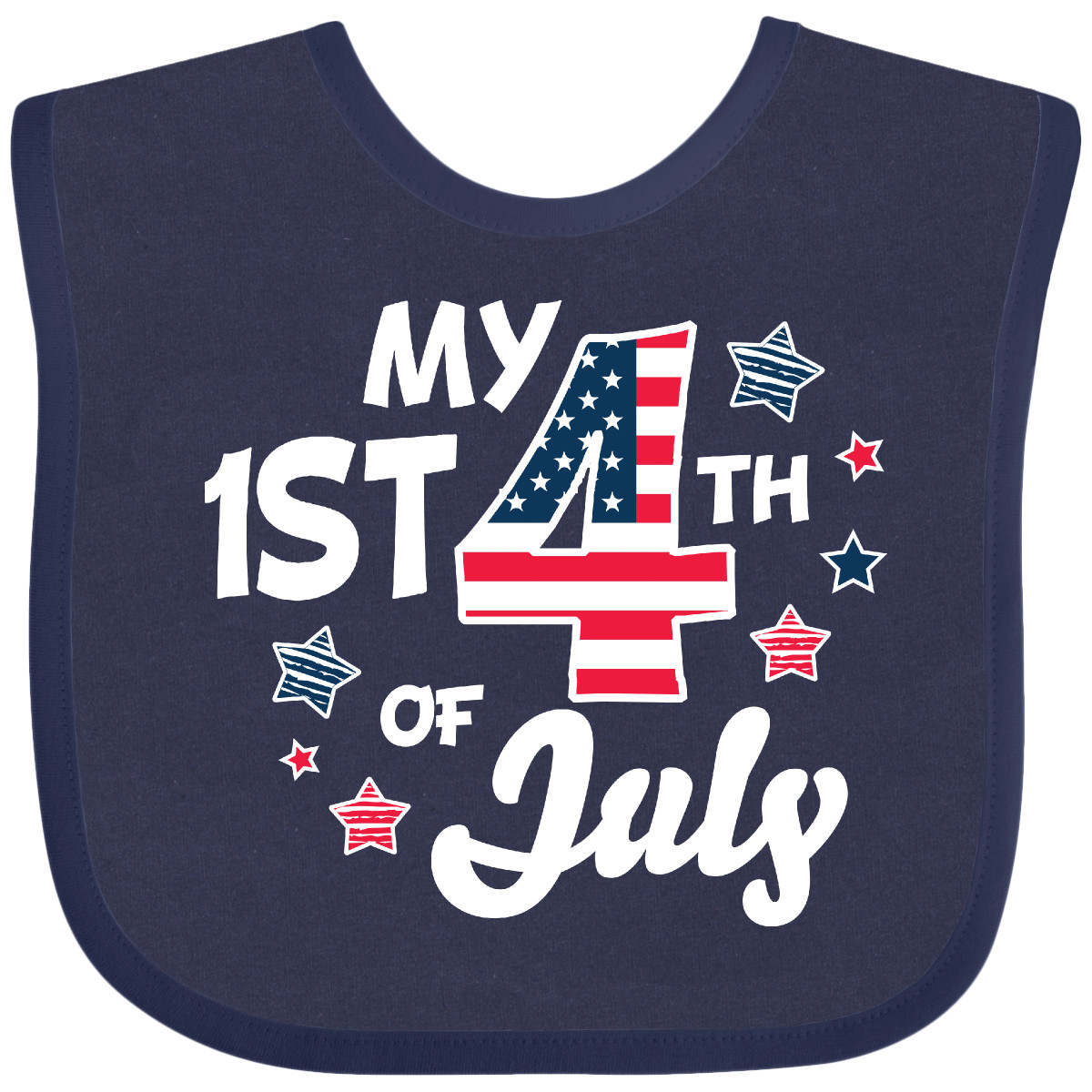 Inktastic My 1st 4th Of July With Striped Stars Baby Bib Fourth Kids First Flag - Picture 8 of 10