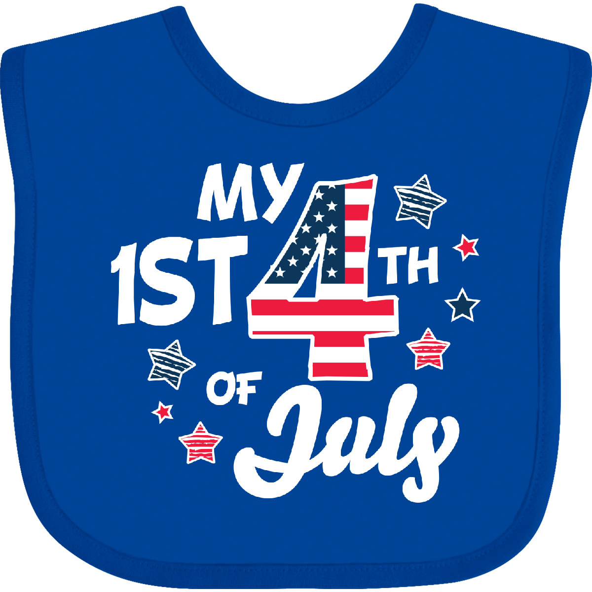 Inktastic My 1st 4th Of July With Striped Stars Baby Bib Fourth Kids First Flag - Picture 9 of 10