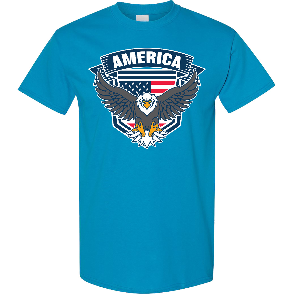 Inktastic America With Eagle Shield And Banner T-Shirt Fourth Bald Independence