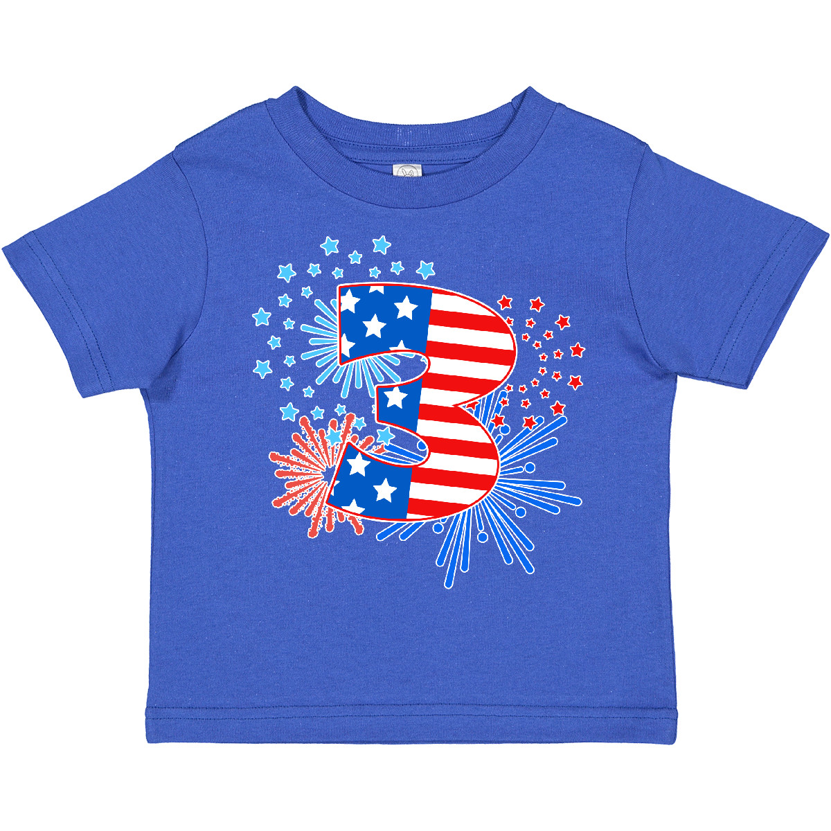 Inktastic Third Birthday- Fourth Of July Fireworks Toddler T-Shirt Three 3rd - Picture 7 of 7
