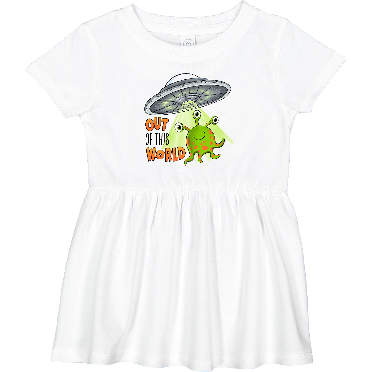Inktastic Out Of This World- Cute Green Alien UFO Infant Dress Kids Flying Girl