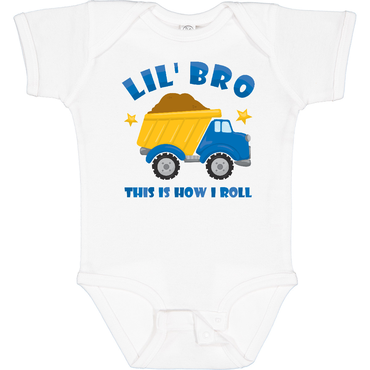 Inktastic Dump Truck Little Bro Baby Bodysuit Brother Big Construction This Is I - Picture 9 of 10