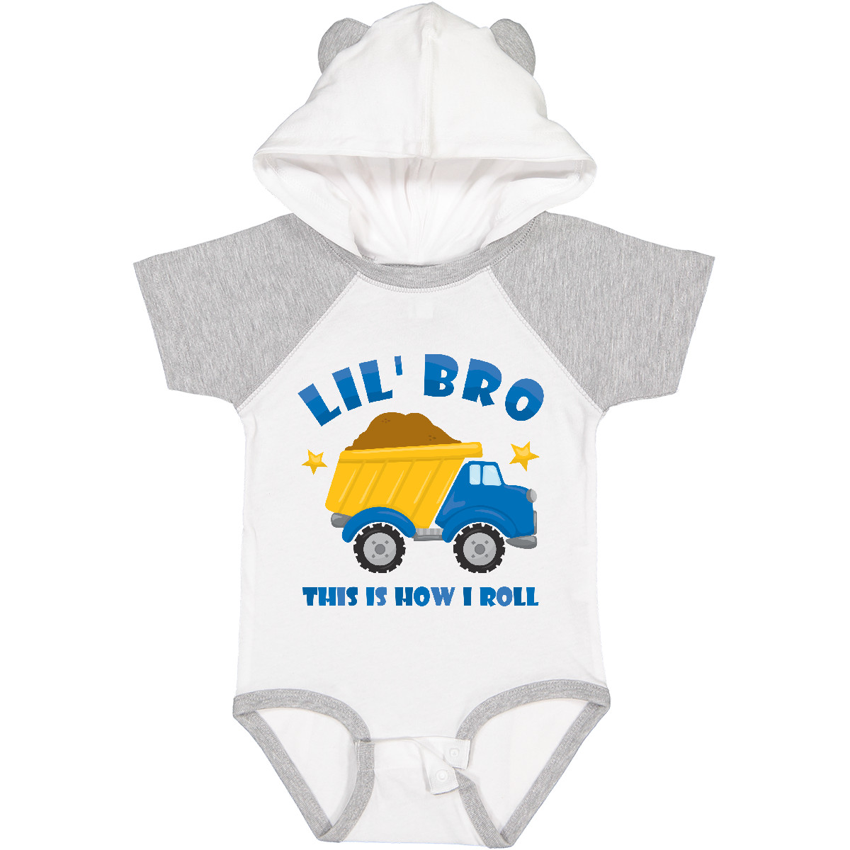 Inktastic Dump Truck Little Bro Baby Bodysuit Brother Big Construction This Is I - Picture 10 of 10