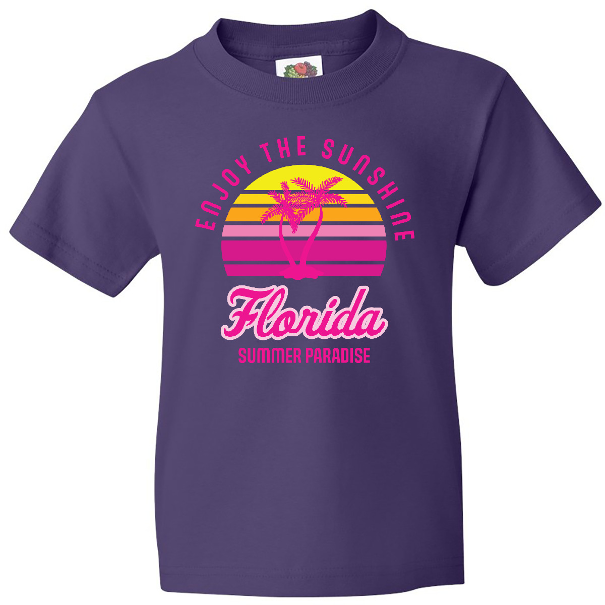 Inktastic Enjoy The Sunshine Florida Summer Paradise Youth T-Shirt Palm Trees - Picture 4 of 7