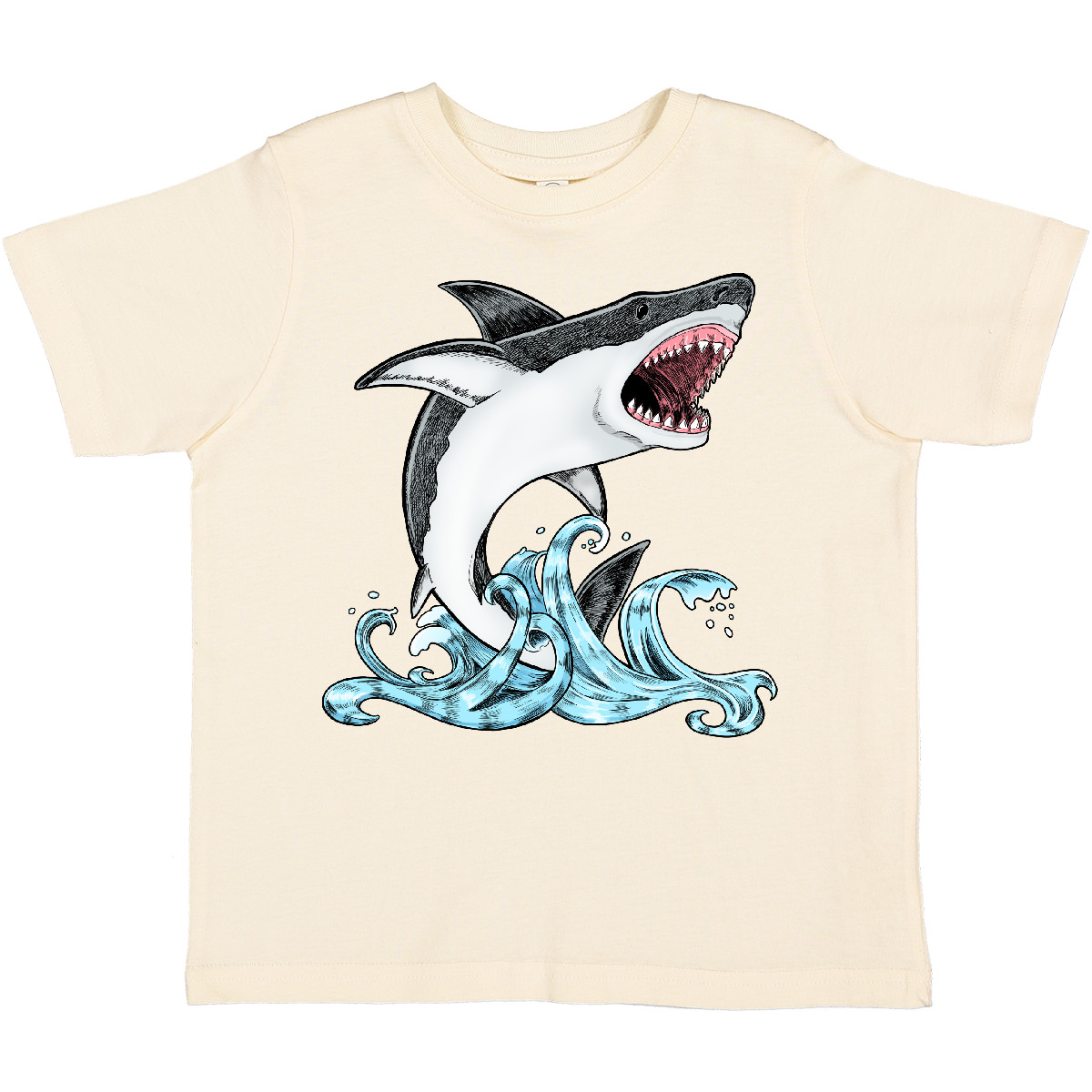 Camiseta Inktastic Gran Tiburón Blanco Saltando Niño Pequeño Tiburones Peces Océano Nadar Agua - Imagen 8 de 12