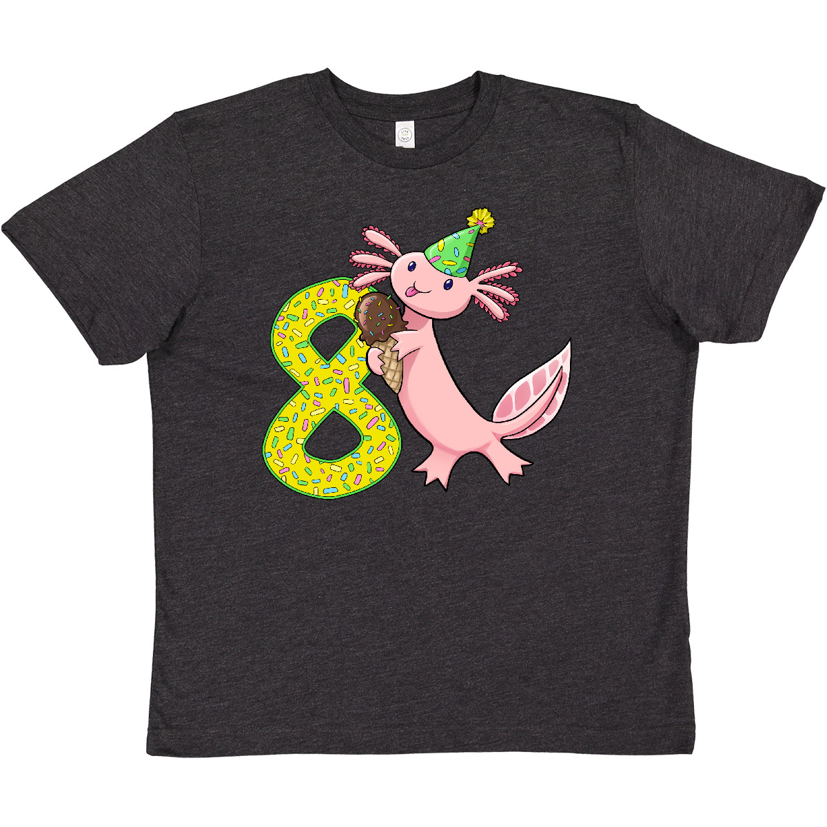 Inktastic 8th Birthday Axolotl With Ice Cream Youth T-Shirt Birthdays Eighth 8 - Picture 7 of 10