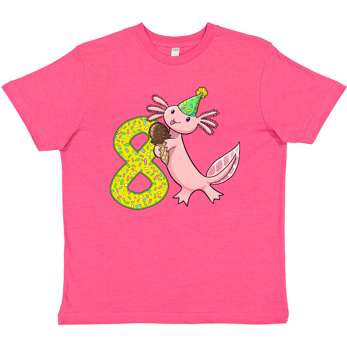 Inktastic 8th Birthday Axolotl With Ice Cream Youth T-Shirt Birthdays Eighth 8 - Picture 8 of 10