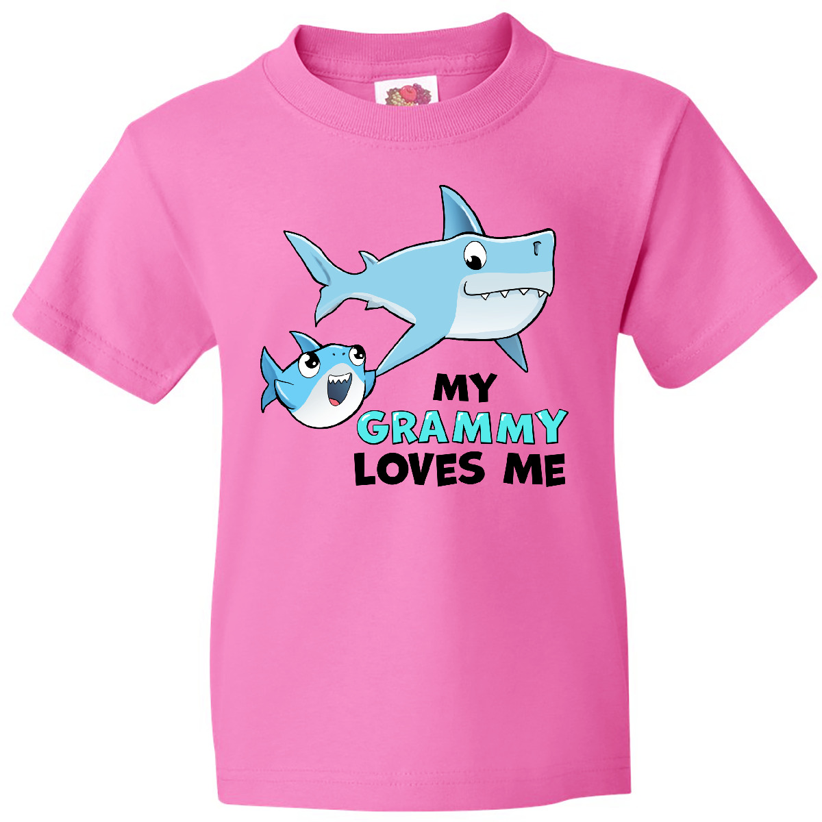 Inktastic My Grammy Loves Me With Cute Sharks Youth T-Shirt Grandma Grandchild - Picture 2 of 8