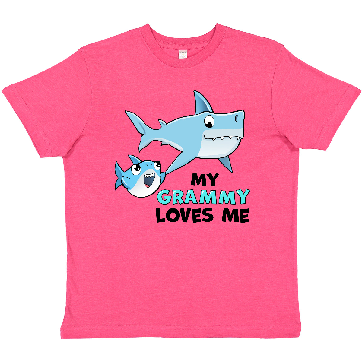 Inktastic My Grammy Loves Me With Cute Sharks Youth T-Shirt Grandma Grandchild - Picture 7 of 8