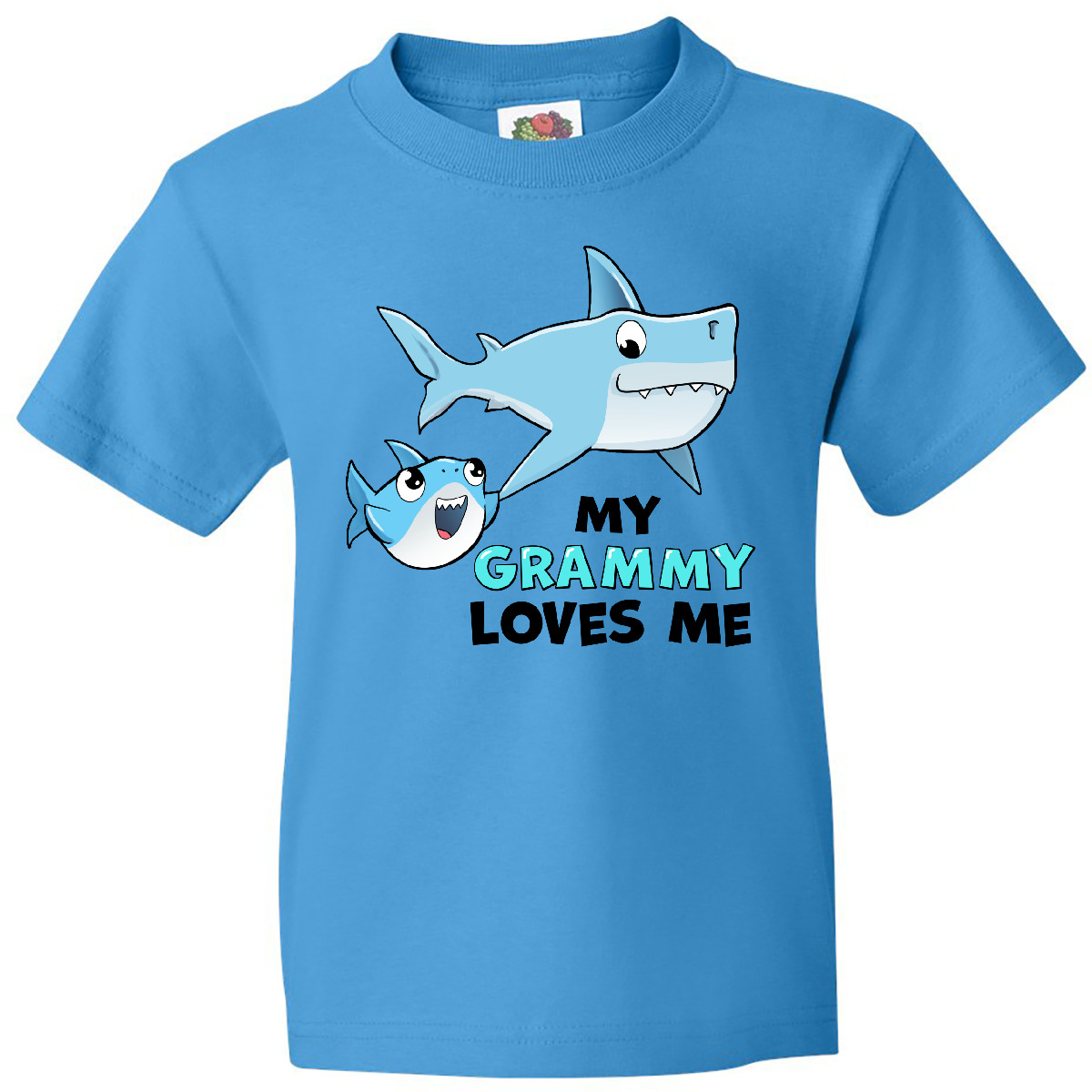Inktastic My Grammy Loves Me With Cute Sharks Youth T-Shirt Grandma Grandchild - Picture 6 of 8