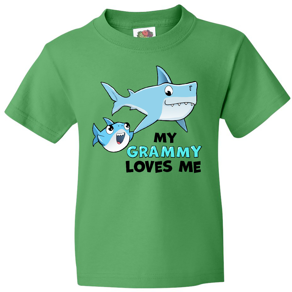 Inktastic My Grammy Loves Me With Cute Sharks Youth T-Shirt Grandma Grandchild - Picture 4 of 8