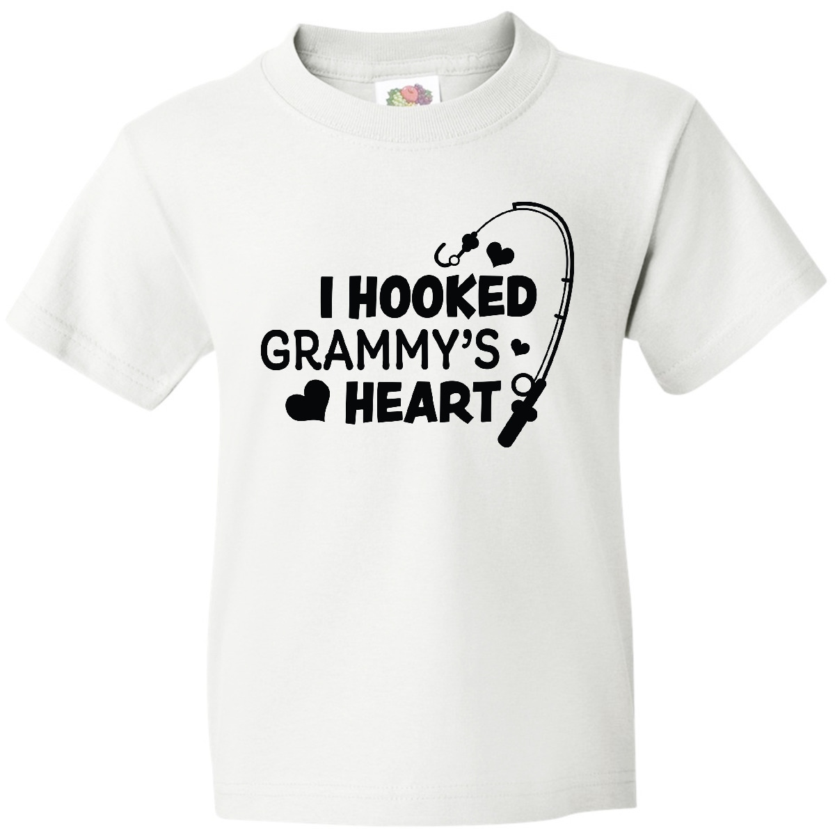 Inktastic I Hooked Grammy's Heart With Fishing Rod Youth T-Shirt Mothers Day Pun - Picture 9 of 9
