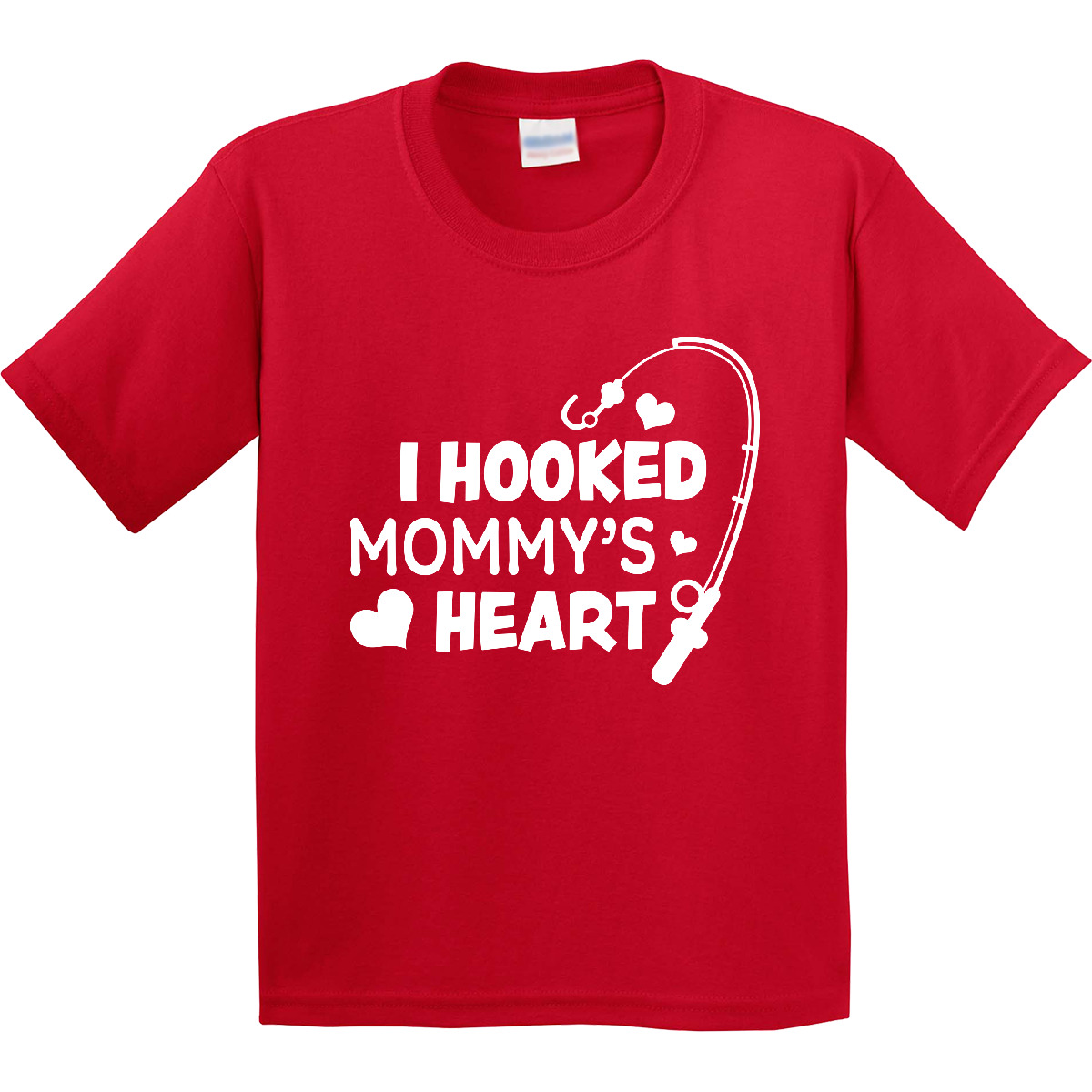 Inktastic I Hooked Mommy's Heart With Fishing Rod Youth T-Shirt Mothers Day Kids - Picture 7 of 9