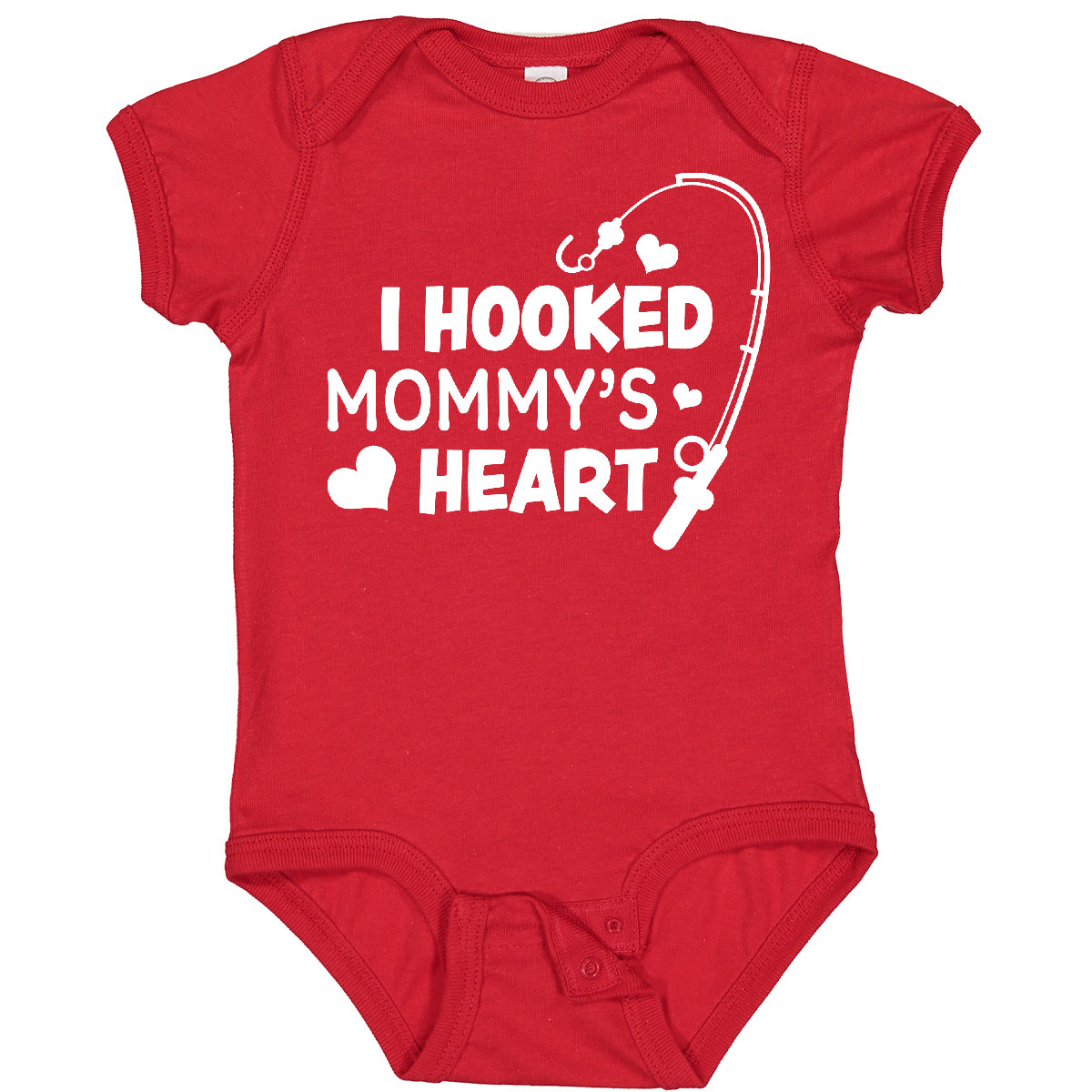 Inktastic I Hooked Mommy's Heart With Fishing Rod Baby Bodysuit Mothers Day Kids - Picture 9 of 9