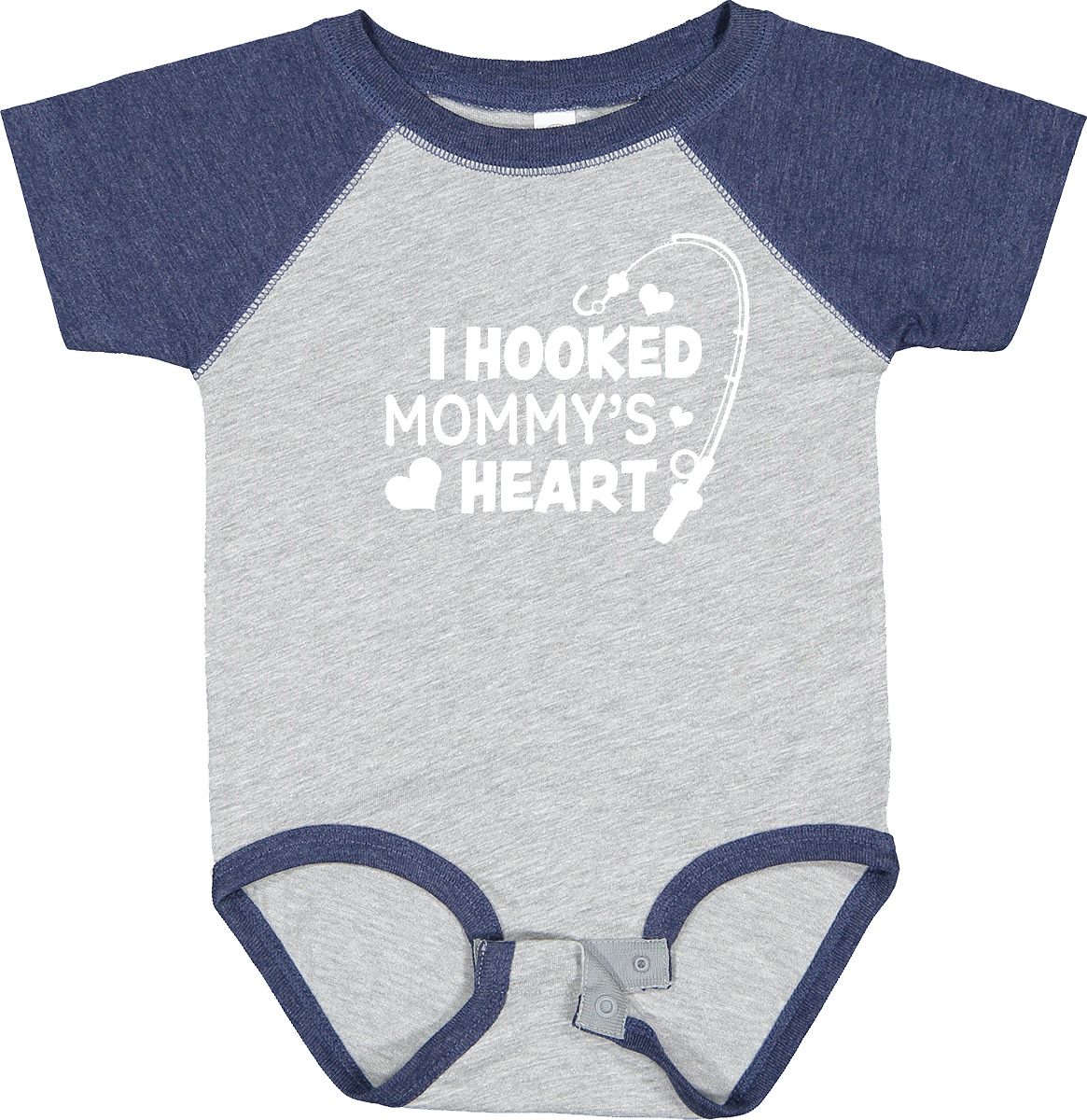 Inktastic I Hooked Mommy's Heart With Fishing Rod Baby Bodysuit Mothers Day Kids - Picture 2 of 9