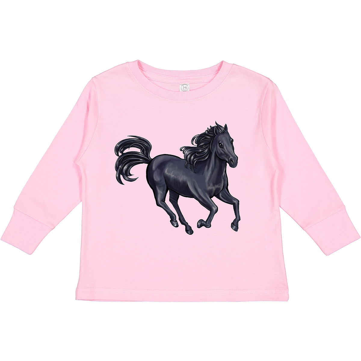 Inktastic Beautiful Galloping Black Horse Toddler Long Sleeve T-Shirt Races Race - Picture 7 of 8