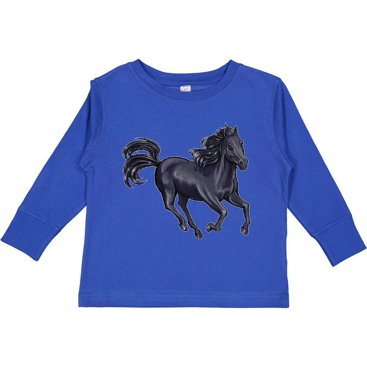Inktastic Beautiful Galloping Black Horse Toddler Long Sleeve T-Shirt Races Race - Picture 8 of 8