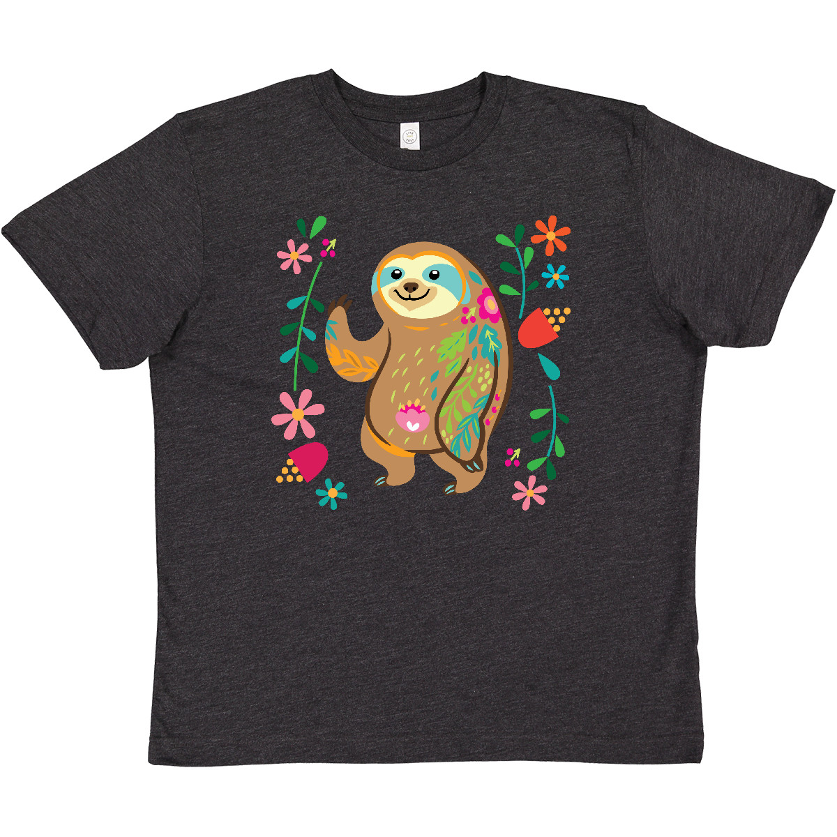 Inktastic Sloth Cute Outfit For Girls Youth T-Shirt Baby Boho Childs Flowered - Bild 6 von 8