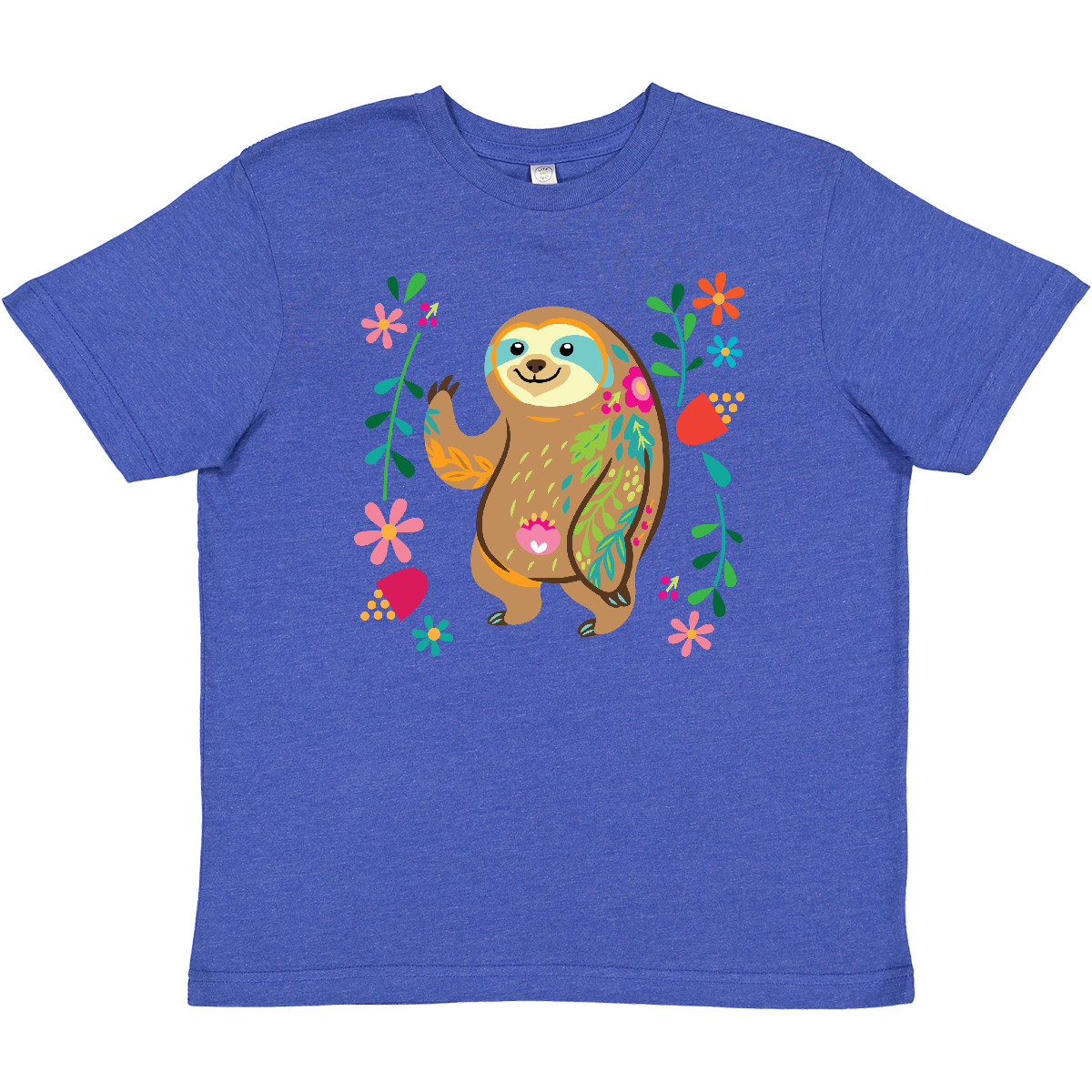 Inktastic Sloth Cute Outfit For Girls Youth T-Shirt Baby Boho Childs Flowered - Bild 7 von 8