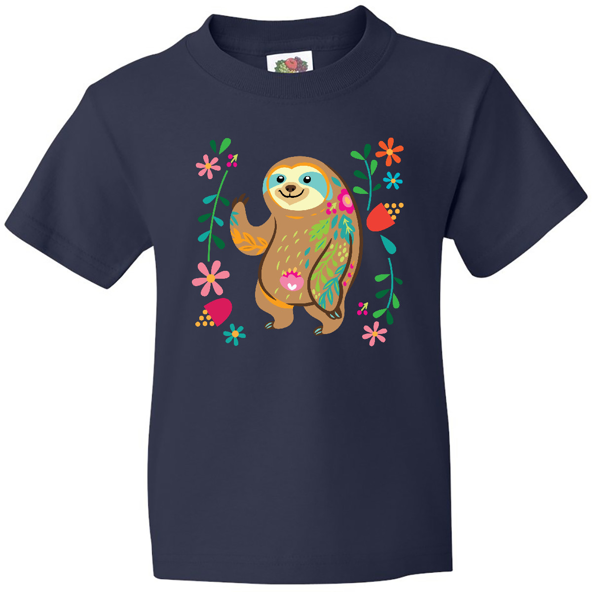 Inktastic Sloth Cute Outfit For Girls Youth T-Shirt Baby Boho Childs Flowered - Bild 4 von 8