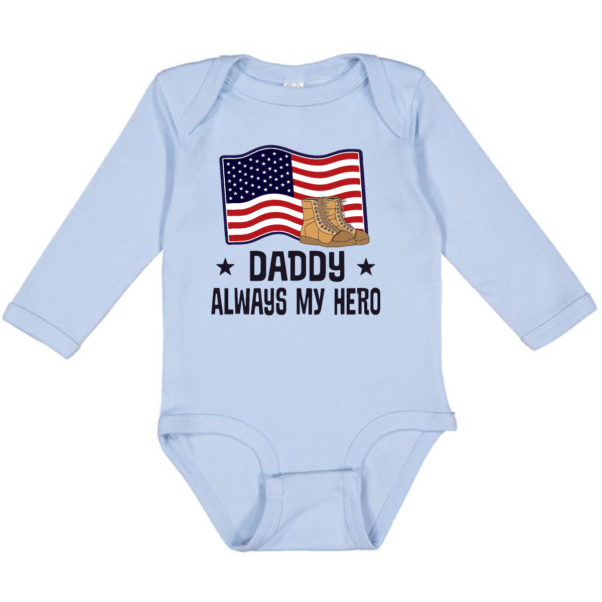 Inktastic Military Daddy Always My Hero Long Sleeve Creeper Veteran Deployed Usa