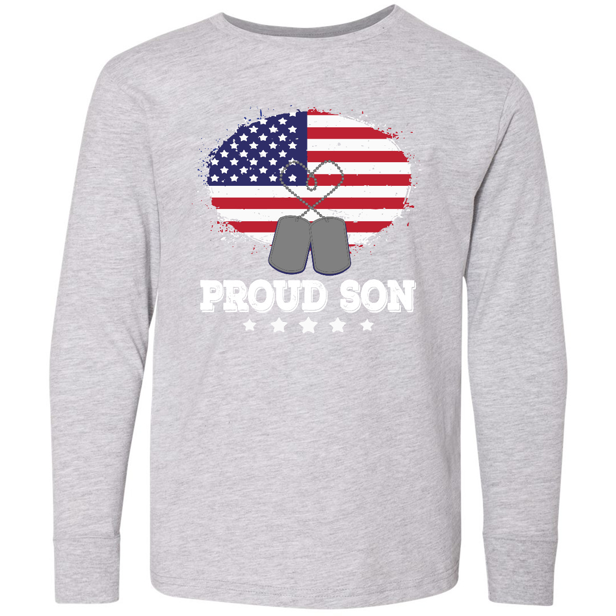 Inktastic Military Proud Son US Flag Youth Long Sleeve T-Shirt Veteran Soldier - Picture 3 of 5