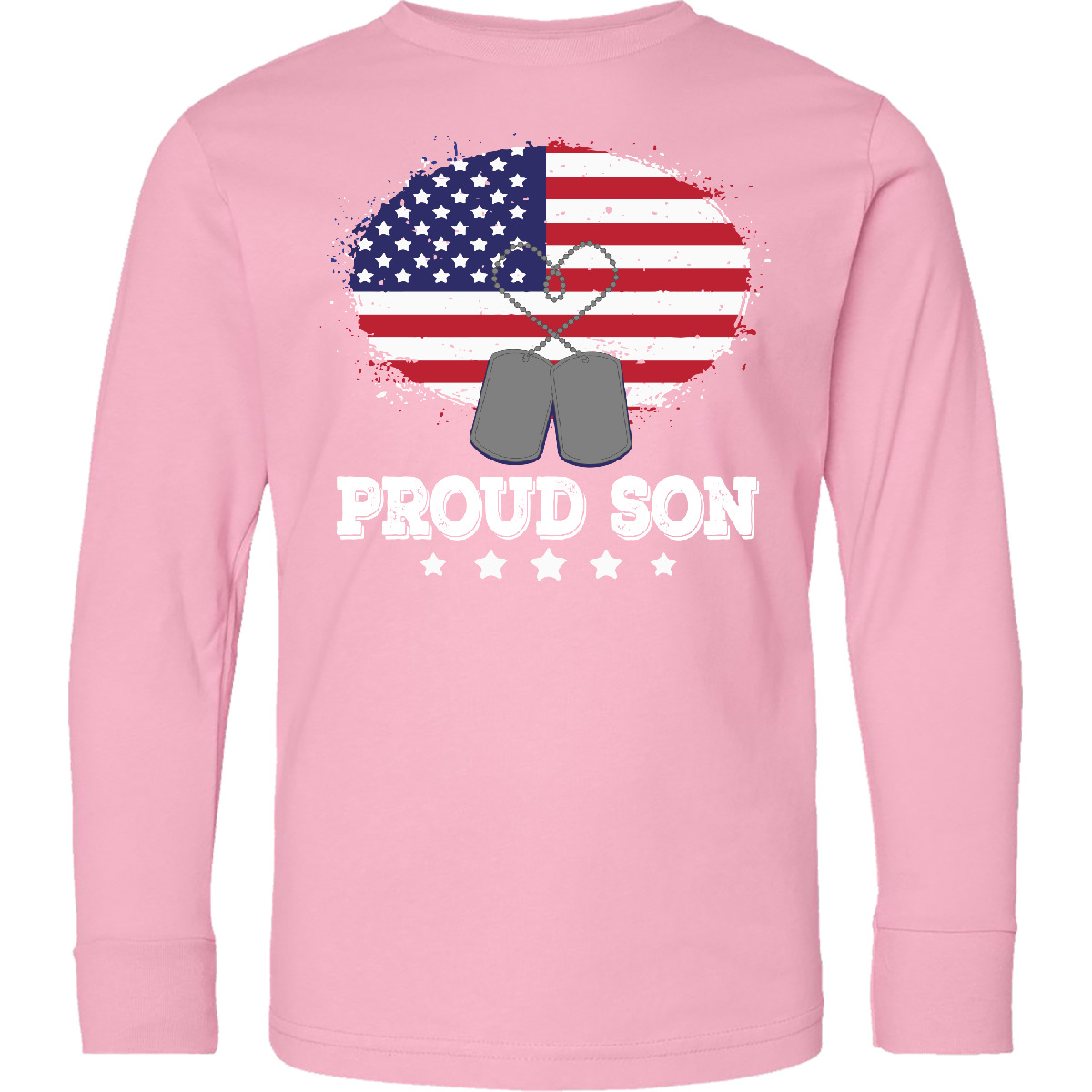 Inktastic Military Proud Son US Flag Youth Long Sleeve T-Shirt Veteran Soldier - Picture 4 of 5