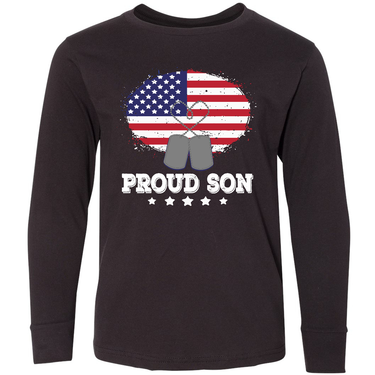 Inktastic Military Proud Son US Flag Youth Long Sleeve T-Shirt Veteran Soldier - Picture 2 of 5