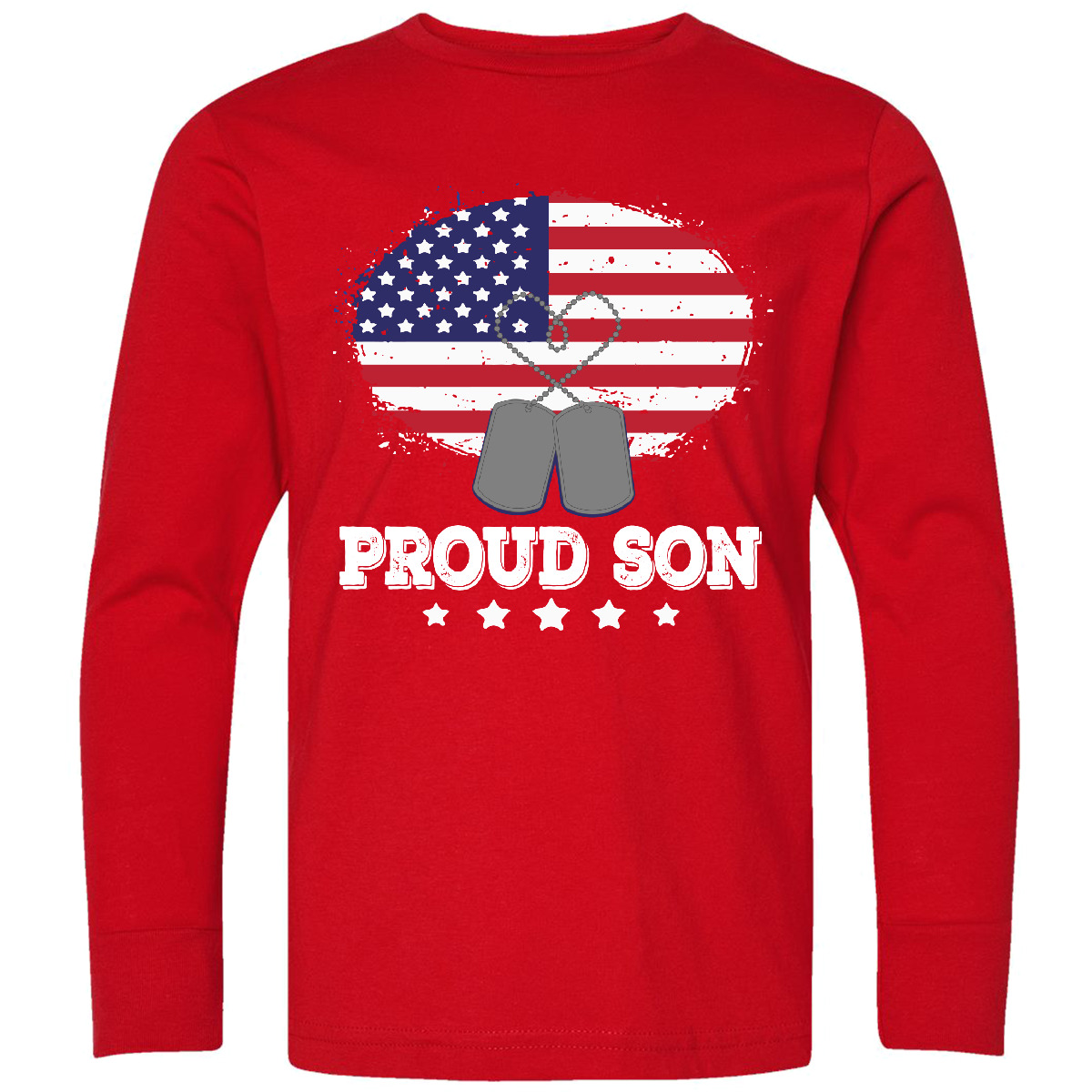 Inktastic Military Proud Son US Flag Youth Long Sleeve T-Shirt Veteran Soldier - Picture 5 of 5