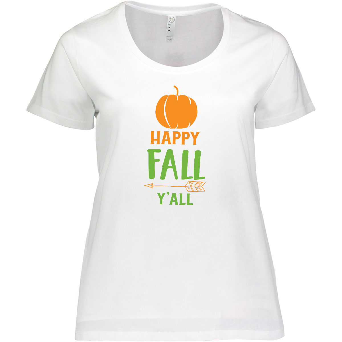 Inktastic Happy Fall Y'all, Pumpkin, Arrow, Fall, Women's Plus Size T-Shirt Here - Picture 5 of 5