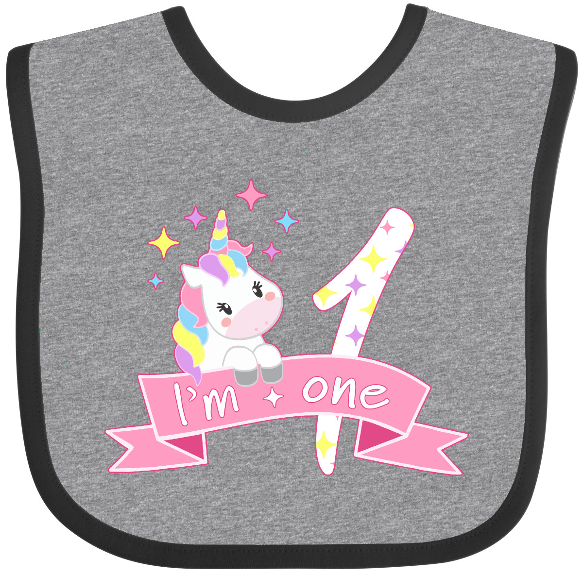 Inktastic I'm One- Cute Unicorn 1st Birthday Baby Bib Birthdays First 1 Turning - Picture 2 of 9