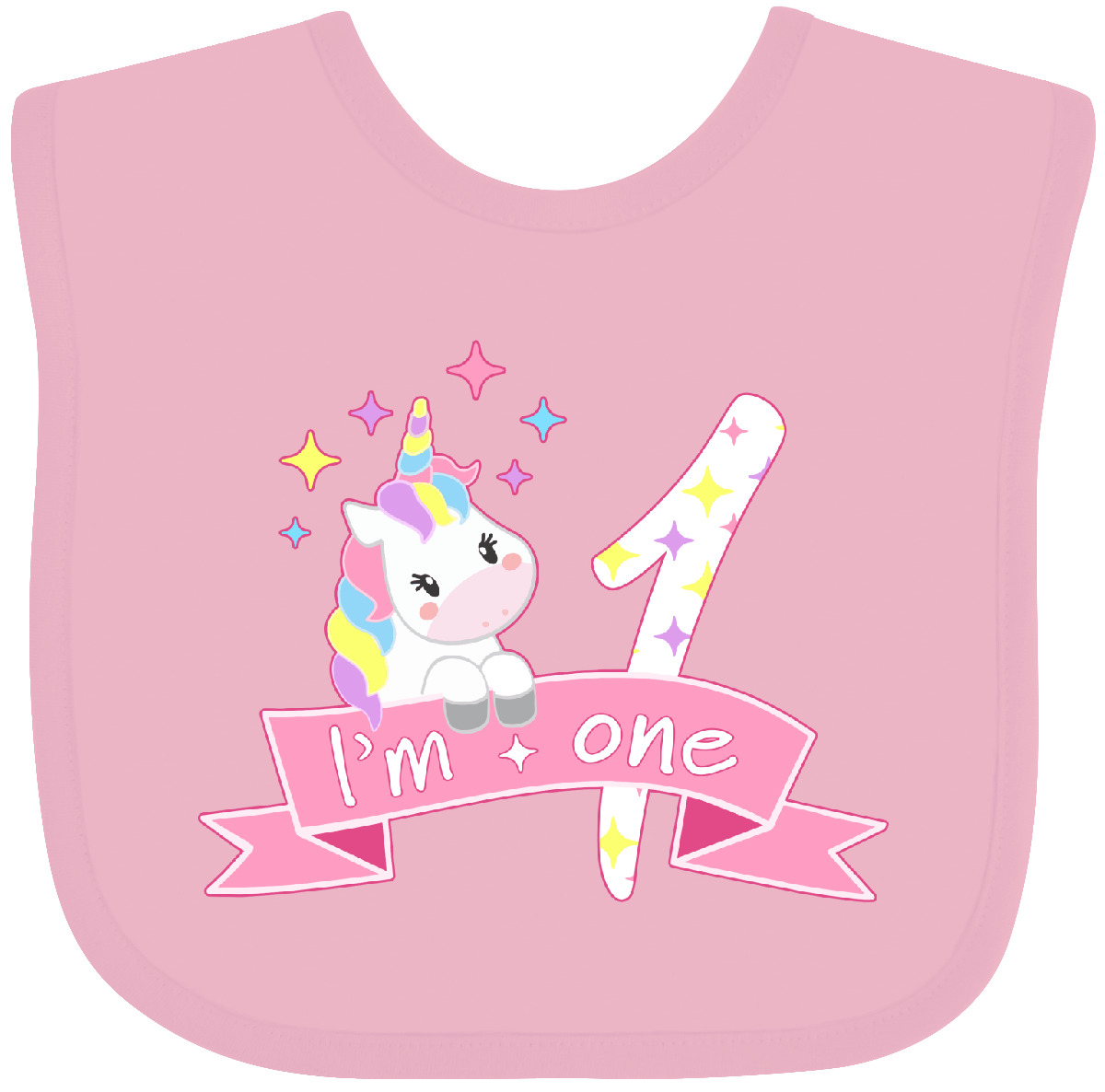 Inktastic I'm One- Cute Unicorn 1st Birthday Baby Bib Birthdays First 1 Turning - Picture 3 of 9