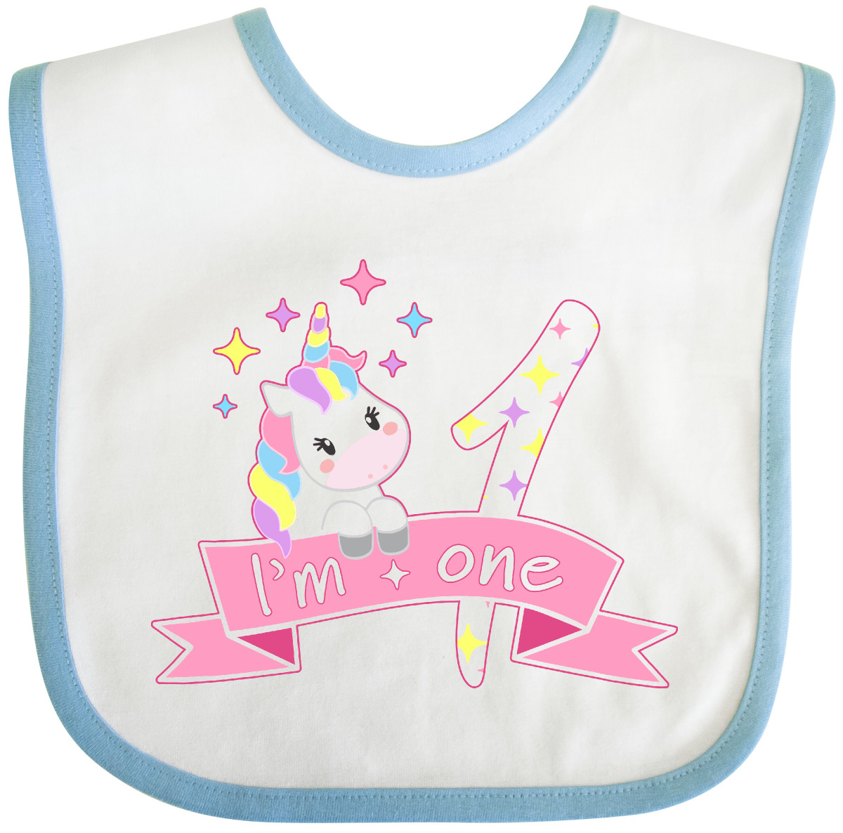 Inktastic I'm One- Cute Unicorn 1st Birthday Baby Bib Birthdays First 1 Turning - Picture 6 of 9