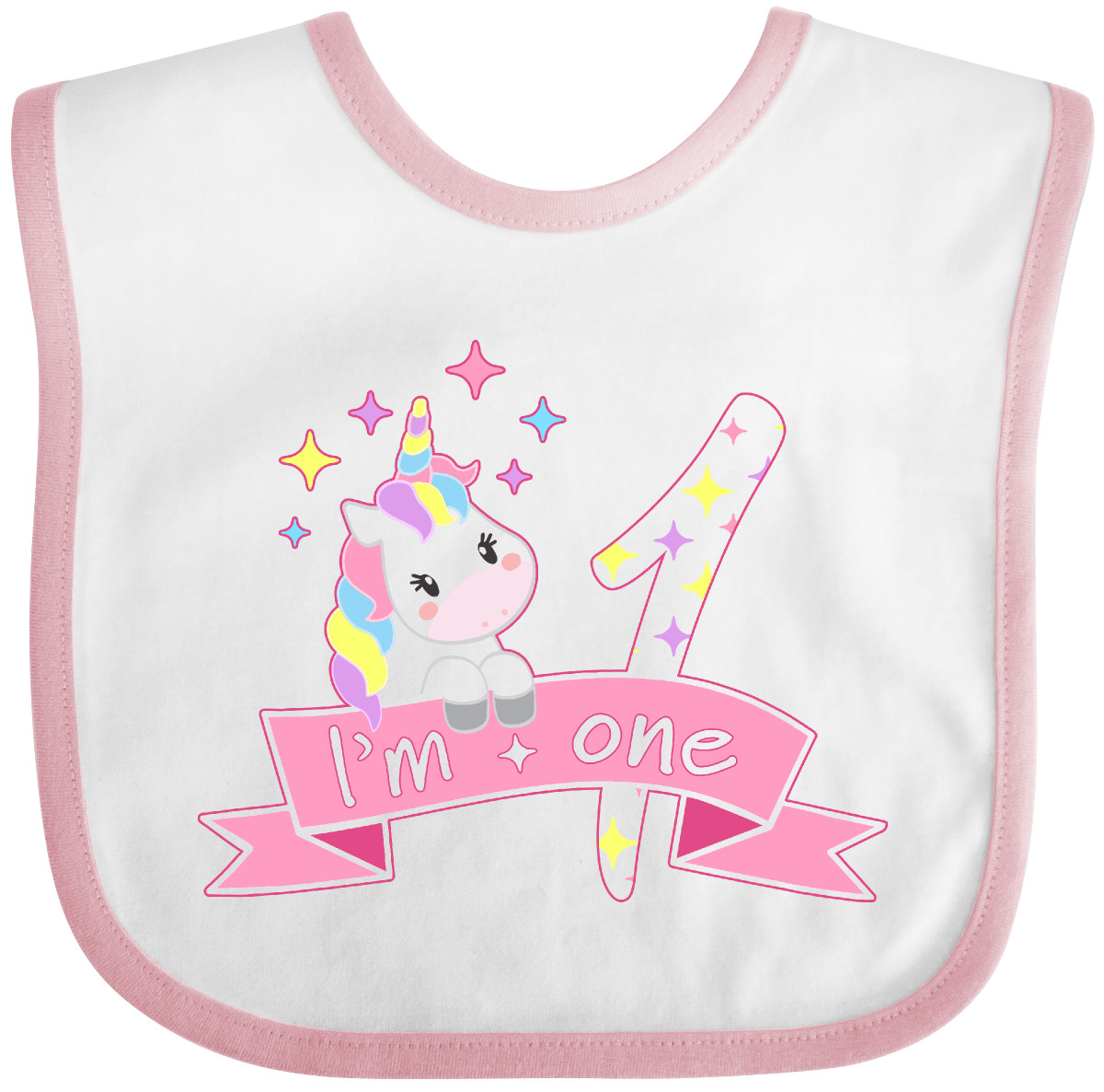 Inktastic I'm One- Cute Unicorn 1st Birthday Baby Bib Birthdays First 1 Turning - Picture 8 of 9