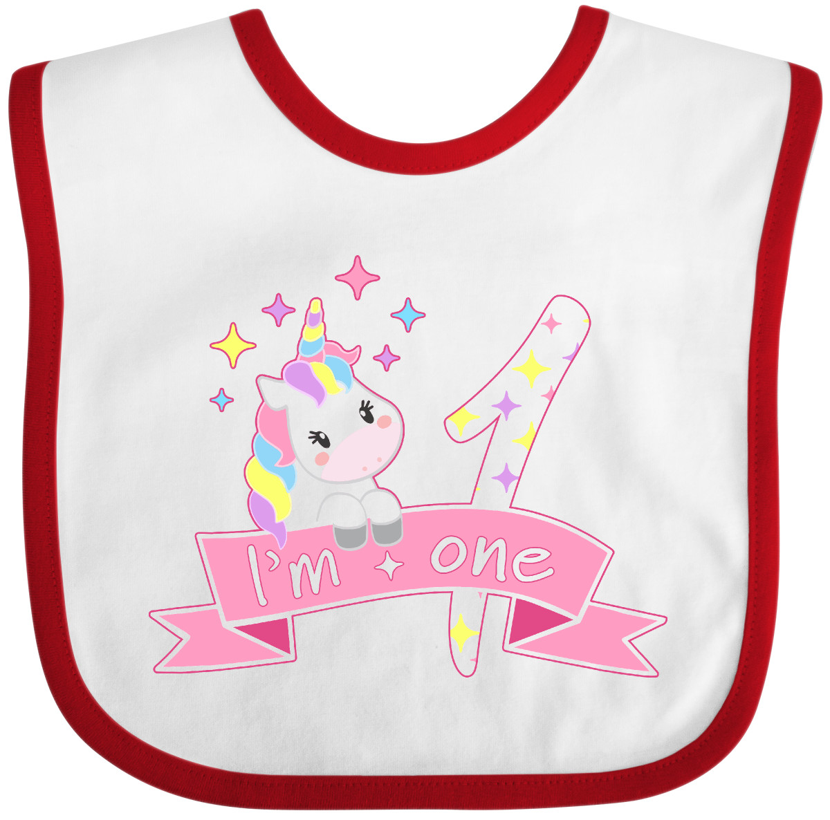 Inktastic I'm One- Cute Unicorn 1st Birthday Baby Bib Birthdays First 1 Turning - Picture 9 of 9