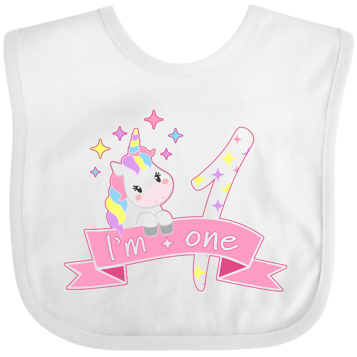 Inktastic I'm One- Cute Unicorn 1st Birthday Baby Bib Birthdays First 1 Turning - Picture 4 of 9