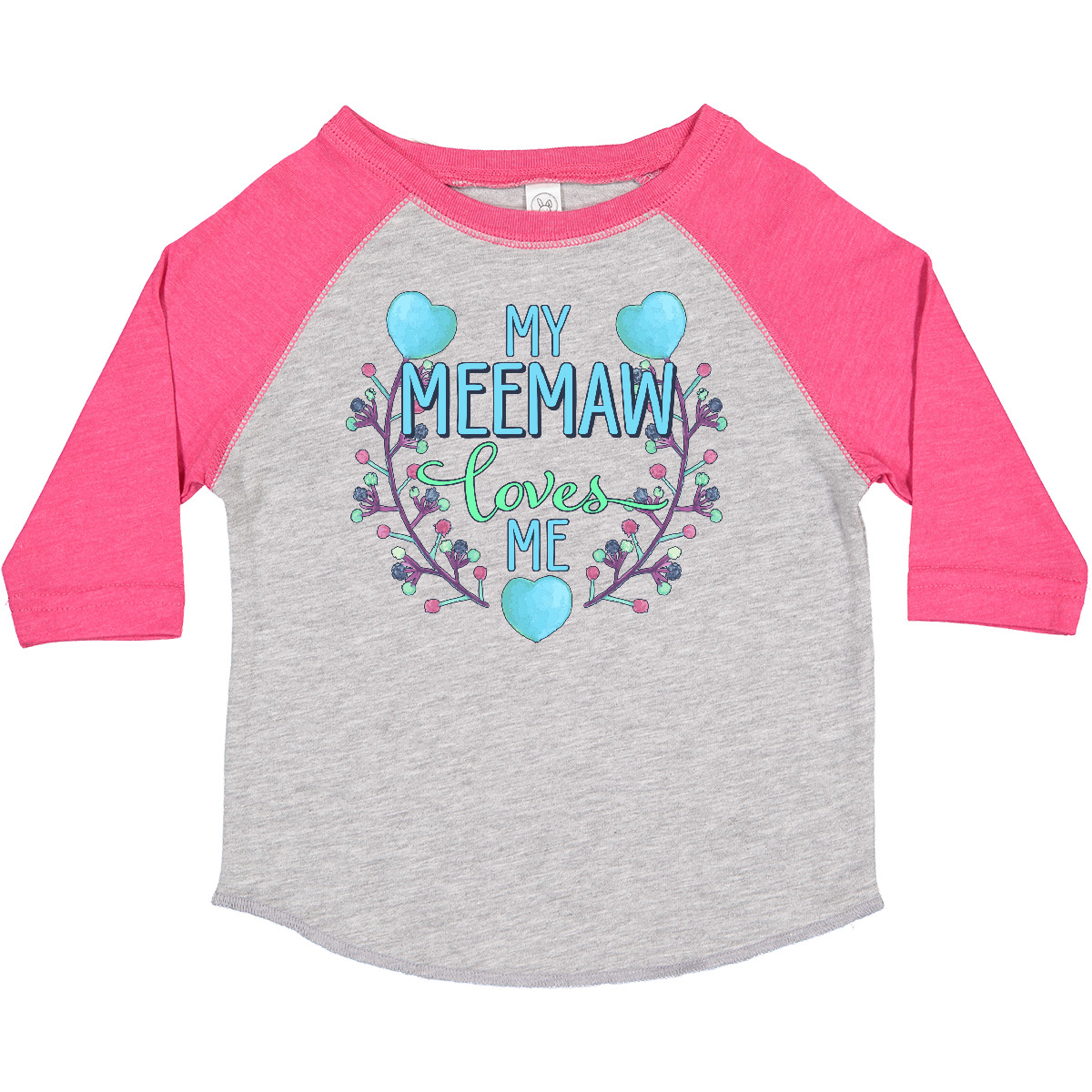 Inktastic My Meemaw Loves Me With Flowers And Hearts Kleinkind T-Shirt Familie Neu - Bild 5 von 9